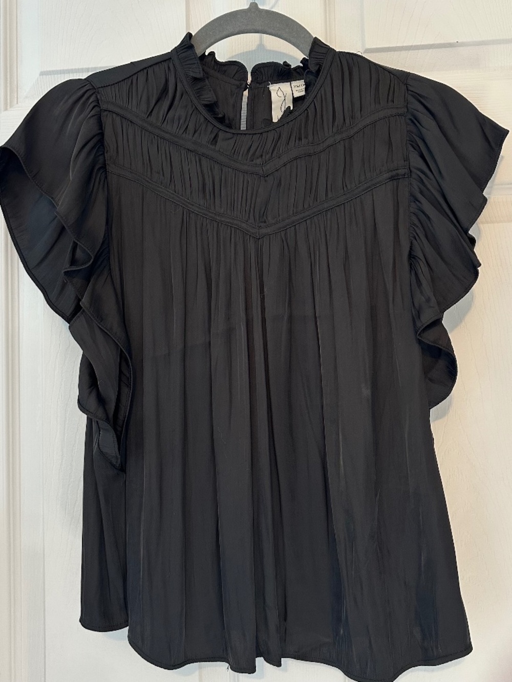 Joie Black Ruffle Flutter Sleeve Blouse XS Petite